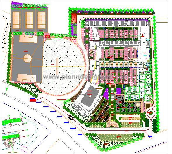 School Master Plan CAD- Detailed Facilities and Landscape